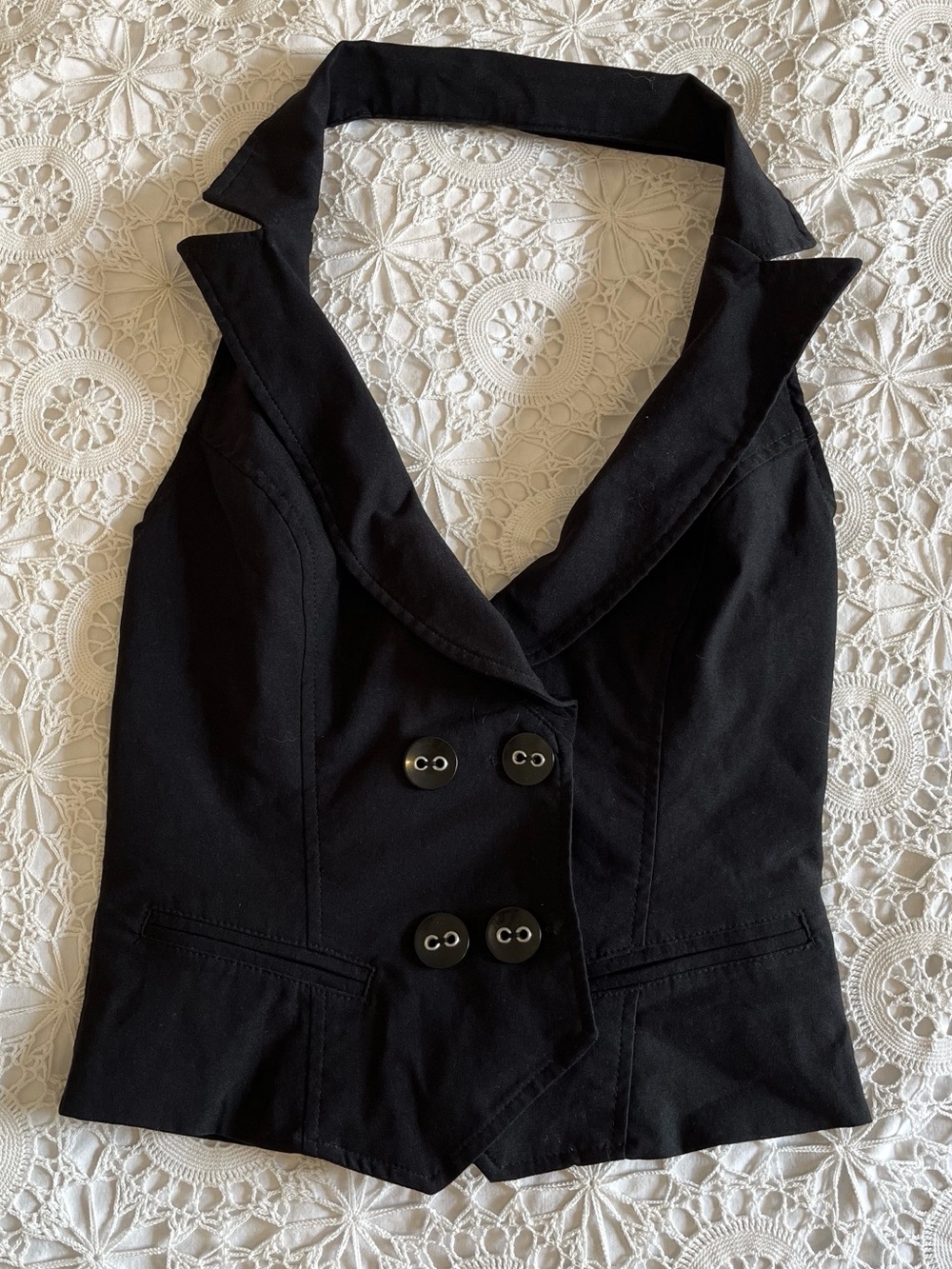 Vintage Costa Blanca black cotton vest blouse top